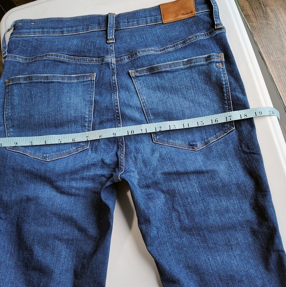 Madewell 10" high-rise exposed buttons fly frayed hem Jeans dark Blue sz 30/28. - Picture 11 of 16